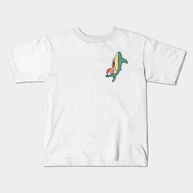 Shark Surfboard Kids T-Shirt by Seven Seas And Summits